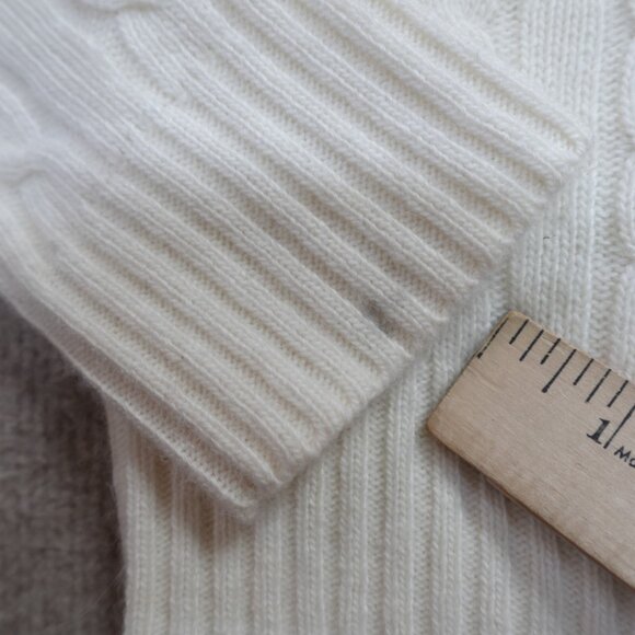 J.Crew Womens Sweater Small Ivory Solid Turtleneck Cable Knit Merino Wool Blend - Picture 9 of 9